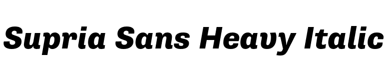 Supria Sans Heavy Italic font preview