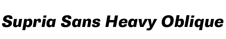 Supria Sans Heavy Oblique font preview