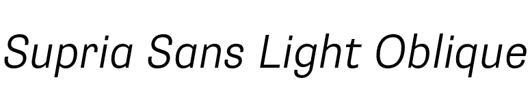 Supria Sans Light Oblique font preview