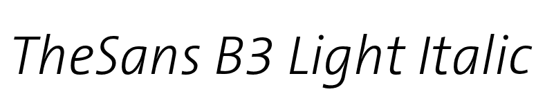 TheSans B3 Light Italic font preview