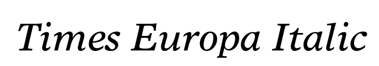 Times Europa Italic font preview