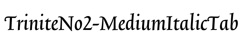 TriniteNo2-MediumItalicTab font preview