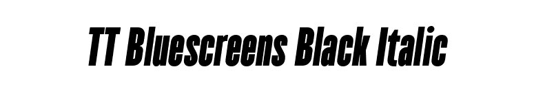 TT Bluescreens Black Italic font preview