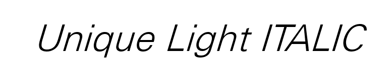 Unique Light ITALIC font preview