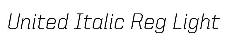United Italic Reg Light font preview