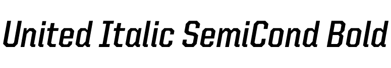 United Italic SemiCond Bold font preview