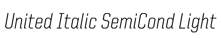 United Italic SemiCond Light font preview