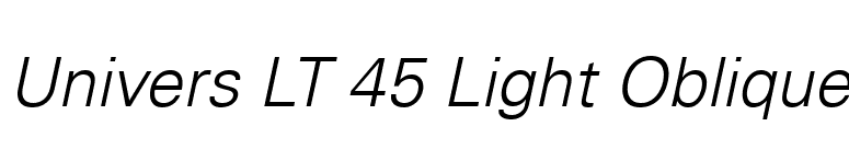 Univers LT 45 Light Oblique font preview