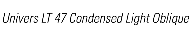 Univers LT 47 Condensed Light Oblique font preview