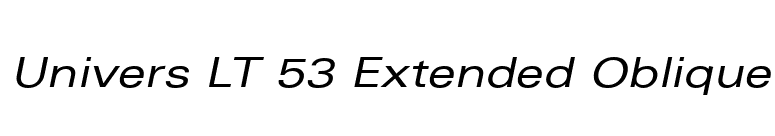 Univers LT 53 Extended Oblique font preview