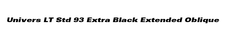 Univers LT Std 93 Extra Black Extended Oblique font preview