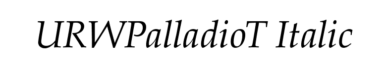 URWPalladioT Italic font preview