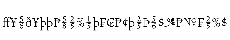 VendettaLightFractionsTabFigs font preview