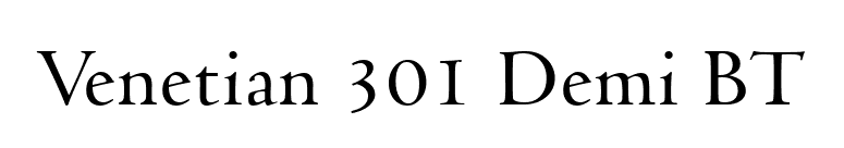 Venetian 301 Demi BT font preview