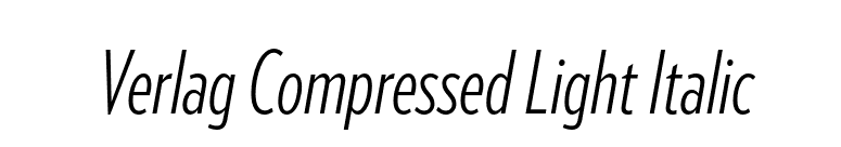 Verlag Compressed Light Italic font preview