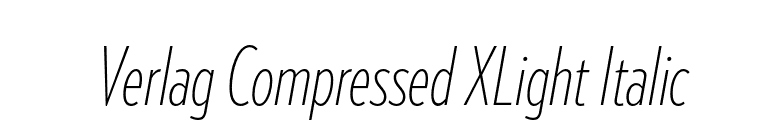Verlag Compressed XLight Italic font preview