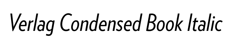 Verlag Condensed Book Italic font preview