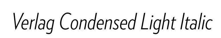 Verlag Condensed Light Italic font preview