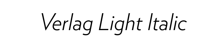 Verlag Light Italic font preview
