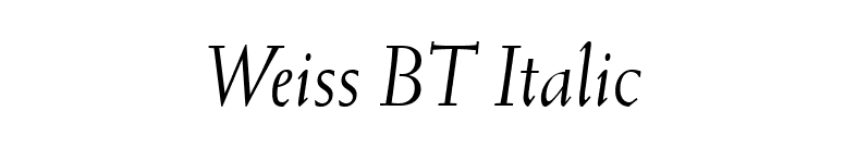 Weiss BT Italic font preview