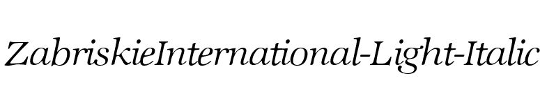 ZabriskieInternational-Light-Italic font preview