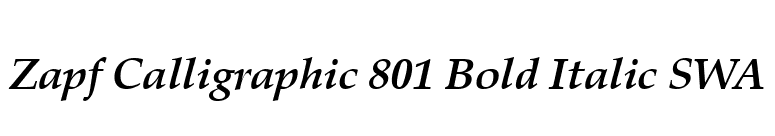 Zapf Calligraphic 801 Bold Italic SWA font preview