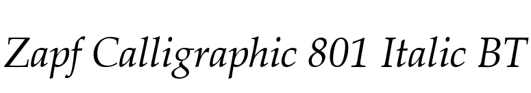 Zapf Calligraphic 801 Italic BT font preview