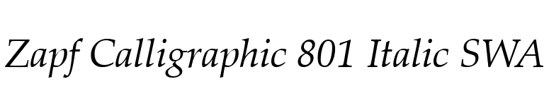 Zapf Calligraphic 801 Italic SWA font preview