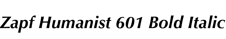 Zapf Humanist 601 Bold Italic font preview