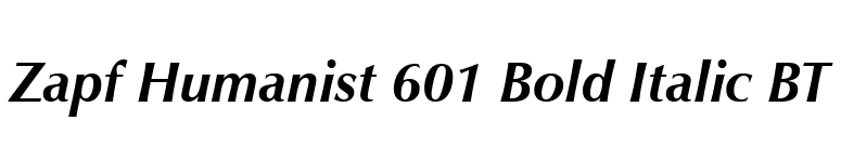 Zapf Humanist 601 Bold Italic BT font preview
