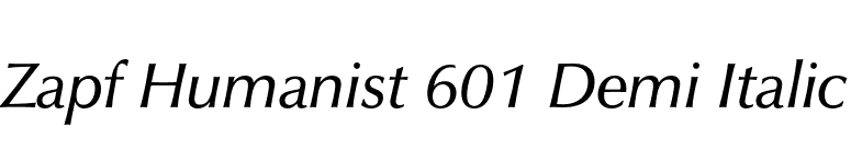 Zapf Humanist 601 Demi Italic font preview