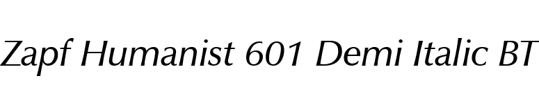 Zapf Humanist 601 Demi Italic BT font preview