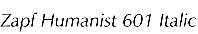Zapf Humanist 601 Italic font preview