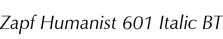 Zapf Humanist 601 Italic BT font preview