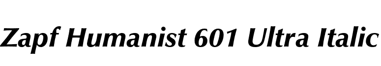 Zapf Humanist 601 Ultra Italic font preview