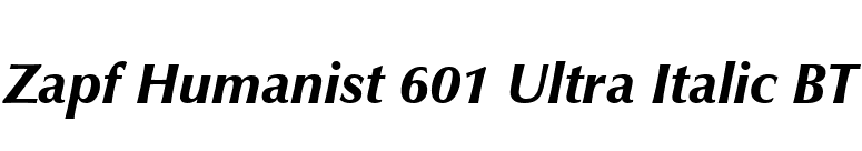 Zapf Humanist 601 Ultra Italic BT font preview