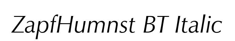 ZapfHumnst BT Italic font preview