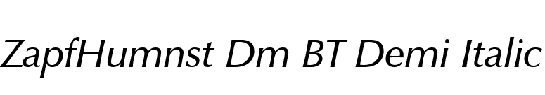 ZapfHumnst Dm BT Demi Italic font preview