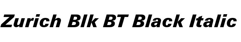 Zurich Blk BT Black Italic font preview