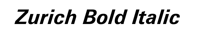 Zurich Bold Italic font preview