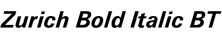 Zurich Bold Italic BT font preview