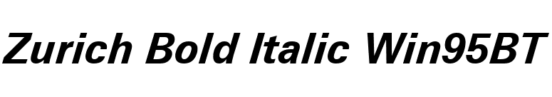 Zurich Bold Italic Win95BT font preview