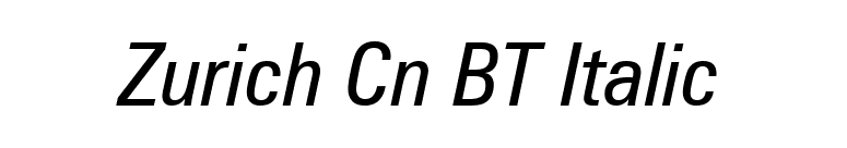Zurich Cn BT Italic font preview