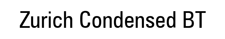 Zurich Condensed BT font preview