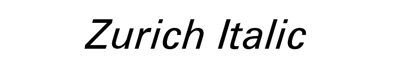 Zurich Italic font preview
