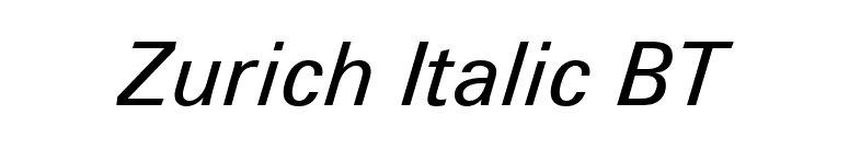 Zurich Italic BT font preview