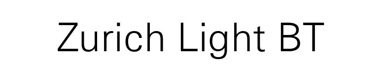 Zurich Light BT font preview