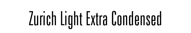 Zurich Light Extra Condensed font preview