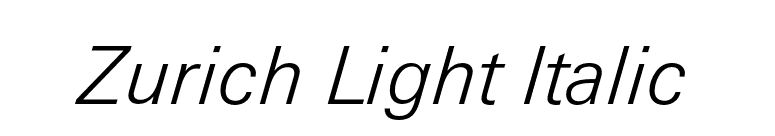 Zurich Light Italic font preview