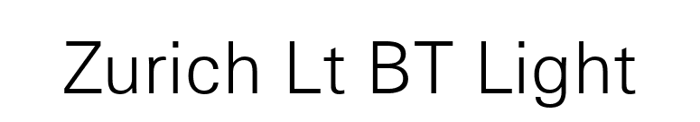 Zurich Lt BT Light font preview